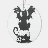 zwarte kat met monstervleugels - Kies achterkleur Keramisch Ornament (Links)