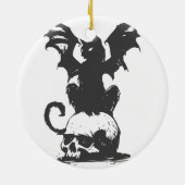 zwarte kat met monstervleugels - Kies achterkleur Keramisch Ornament (Achterkant)