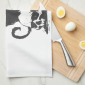 zwarte kat met monstervleugels - Kies achterkleur Theedoek (Quarter Fold)