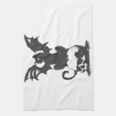 zwarte kat met monstervleugels - Kies achterkleur Theedoek (Verticaal)