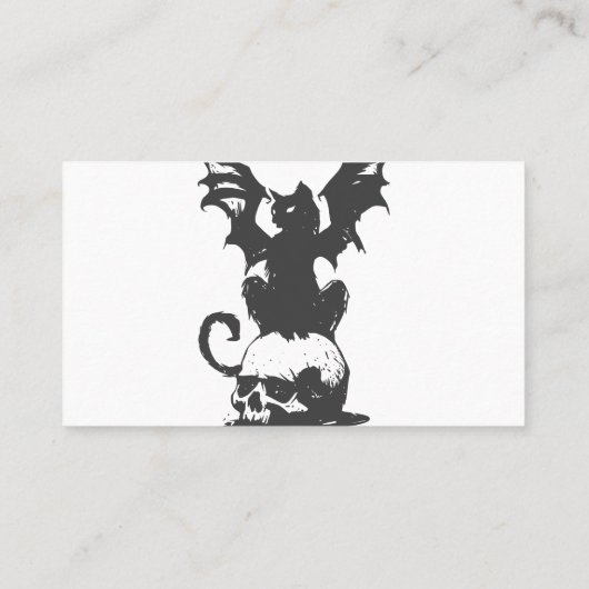 zwarte kat met monstervleugels - Kies achterkleur Visitekaartje (Achterkant)