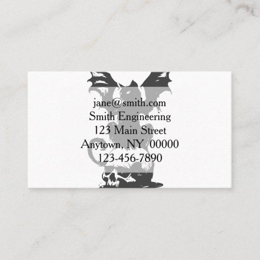 zwarte kat met monstervleugels - Kies achterkleur Visitekaartje (Voorkant)