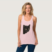 Zwarte kat met mooie gele ogen vectorkunst tanktop (Volledige Voorkant)