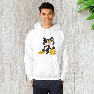 Zwarte Kat Met Munten Schattig Geld Karakter Hoodie