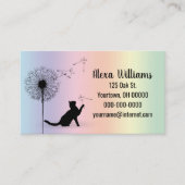 Zwarte kat met paardenbloem visitekaartje (Voorkant)