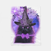 Zwarte kat met paarse aura fleece deken (Voorkant)