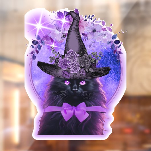 Zwarte kat met paarse aura raamsticker (Vel 2)