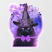 Zwarte kat met paarse aura raamsticker (Vel)