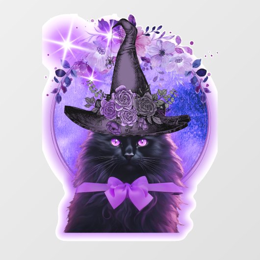 Zwarte kat met paarse aura raamsticker (Vel)
