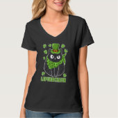 Zwarte kat met Pet Leprechaun Irish Funny St Patri T-shirt (Voorkant)
