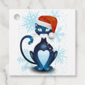 Zwarte kat met Pet van Santa Bedankjes Labels (Voorkant)