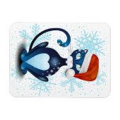 Zwarte kat met Pet van Santa Magneet (Horizontaal)