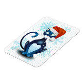 Zwarte kat met Pet van Santa Magneet (Linkerzijde)