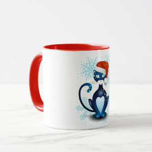 Zwarte kat met Pet van Santa Mok