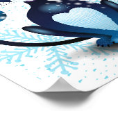 Zwarte kat met Pet van Santa Poster (Hoek)