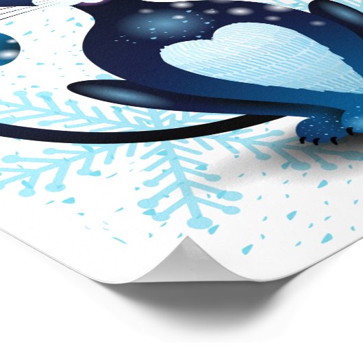 Zwarte kat met Pet van Santa Poster (Hoek)