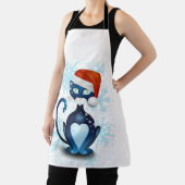 Zwarte kat met Pet van Santa Schort (Insitu)