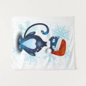 Zwarte kat met Pet van Santa Wandkleed (Voorkant (horizontaal))