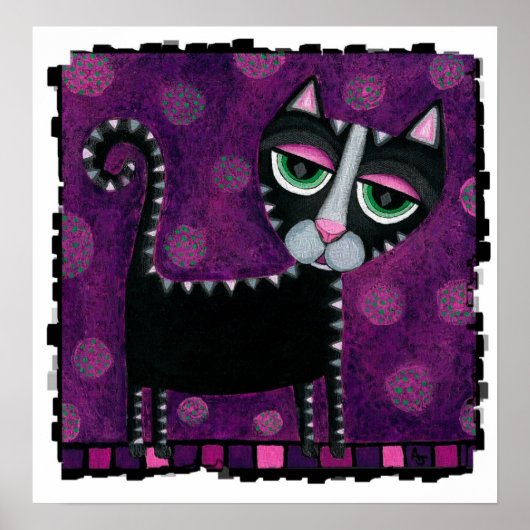 Zwarte kat met polaire dots - funky print (Voorkant)