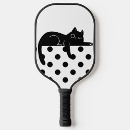 Zwarte kat met polka stippen Pickleball Paddle