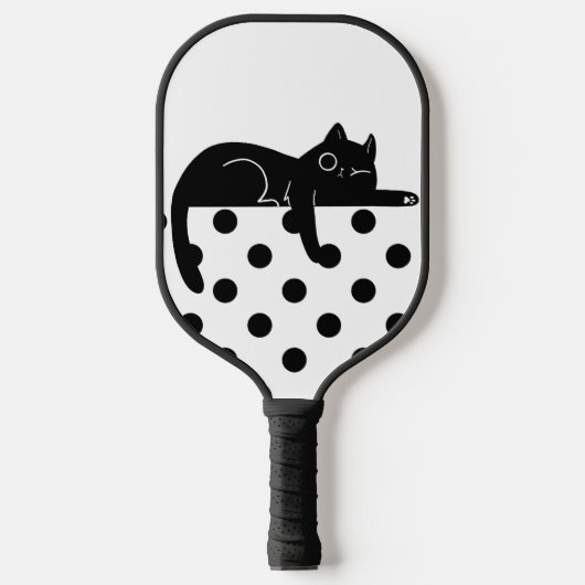 Zwarte kat met polka stippen Pickleball Paddle (Voorkant)