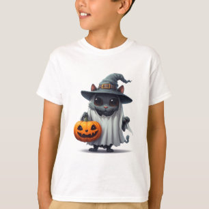 Zwarte kat met pompoen Halloween decoratie 👻 T-shirt