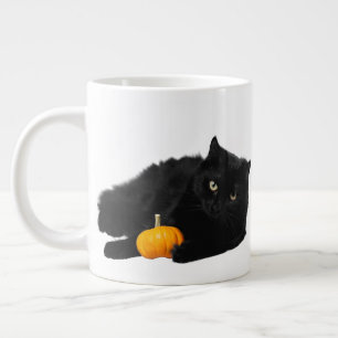 Zwarte kat met pompoen Halloween Design Grote Koffiekop