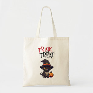 Zwarte kat met pompoen Jack Lantern Trick or treat Tote Bag