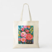 Zwarte kat met prachtige bloemen unieke kat kunst tote bag (Achterkant)