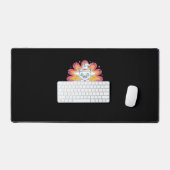 Zwarte kat met psychedelische bloem Oversized T-Sh Bureaumat (Keyboard & Muis)