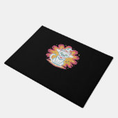 Zwarte kat met psychedelische bloem Oversized T-Sh Deurmat (Schuin)