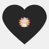 Zwarte kat met psychedelische bloem Oversized T-Sh Hart Sticker (Voorkant)