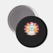 Zwarte kat met psychedelische bloem Oversized T-Sh Magneet (Voorkant / Achterkant)