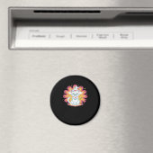 Zwarte kat met psychedelische bloem Oversized T-Sh Magneet (Insitu (Vaatwasser))