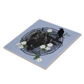 Zwarte kat met Raven Tegeltje (Zijkant)