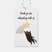 Zwarte Kat Met Regenboog Bedankt Label Cadeaulabel (Achterkant)