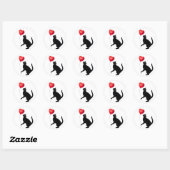 Zwarte kat met rode ballon Stickers (Vel)