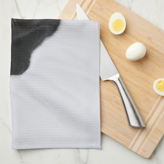 Zwarte kat met rode kersthat theedoek (Quarter Fold)