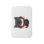 Zwarte kat met rode kleur badmat (Voorkant Verticaal)