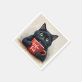 Zwarte kat met rode Mok Servet (Hoek)