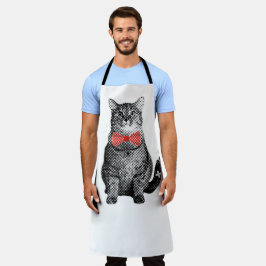 Zwarte kat met rode pokstip Stropdas Kute Vintage Schort