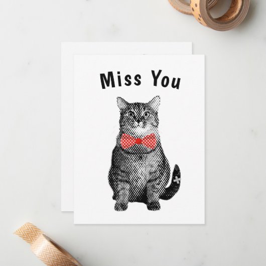 Zwarte kat met rode pols.. notitiekaartje (Voorkant / Achterkant in situ)