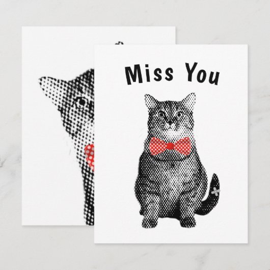 Zwarte kat met rode pols.. notitiekaartje (Voorkant / Achterkant)