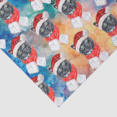 Zwarte Kat met Rode Sjaal Grappige Kerstmis Tissuepapier (Detail)