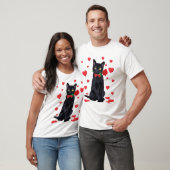 Zwarte kat met Roos Valentijnse Valentijn Kat Love T-shirt (Unisex)