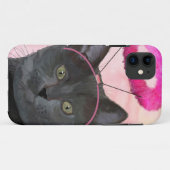 Zwarte kat met roze engel halo Case-Mate iPhone case (Achterkant (horizontaal))