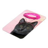 Zwarte kat met roze engel halo magneet (Linkerzijde)