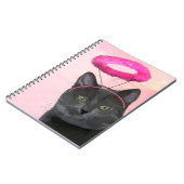 Zwarte kat met roze engel halo notitieboek (Linkerzijde)