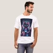 Zwarte kat met roze lint Fortune Teller T-shirt (Voorkant volledig)