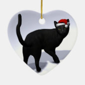 Zwarte kat met Santa Pet Keramisch Ornament (Achterkant)